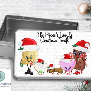 Personalised Family Christmas Tin, Biscuit Characters, Sweet Tins, Cookie, Biscuit Tin, Goodie Tin, Treat Tin, Family Tin, Family Treats