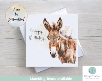 Adorable Personalised Donkey Greeting Card - Custom Birthday Wishes