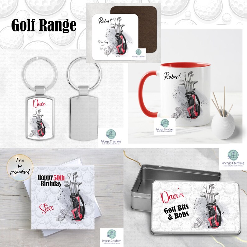 Personalised Golf Mug Custom Name Watercolour Golfer Gift Fathers Day Birthday Grandad Present image 4