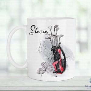 Personalised Golf Mug Custom Name Watercolour Golfer Gift Fathers Day Birthday Grandad Present image 5