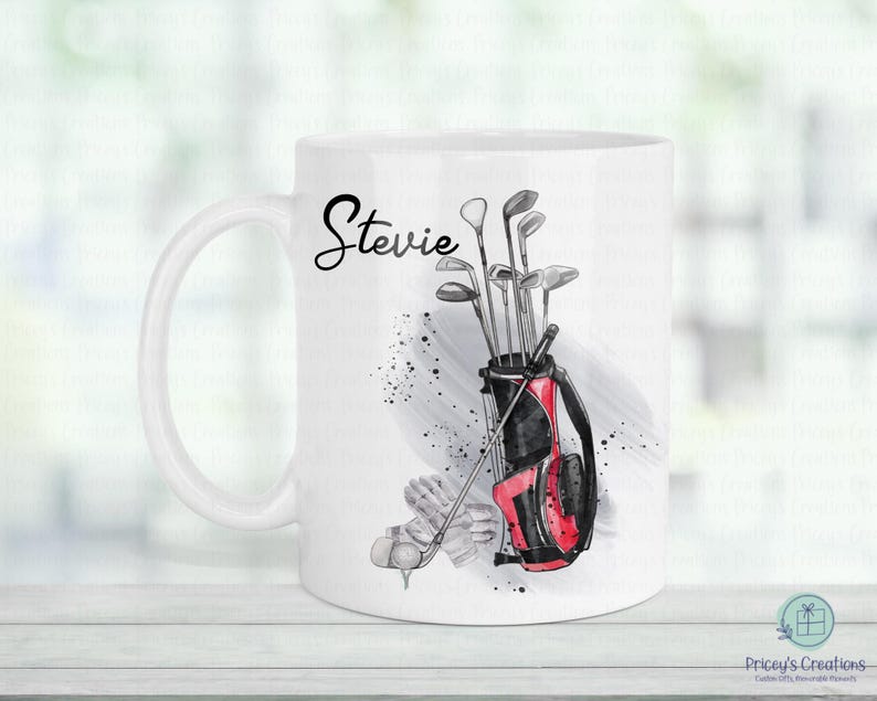 Personalised Golf Mug Custom Name Watercolour Golfer Gift Fathers Day Birthday Grandad Present image 5