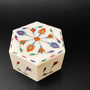 Alabaster Marble Jewelry Box/ trinket box, 4x4x2.5inch