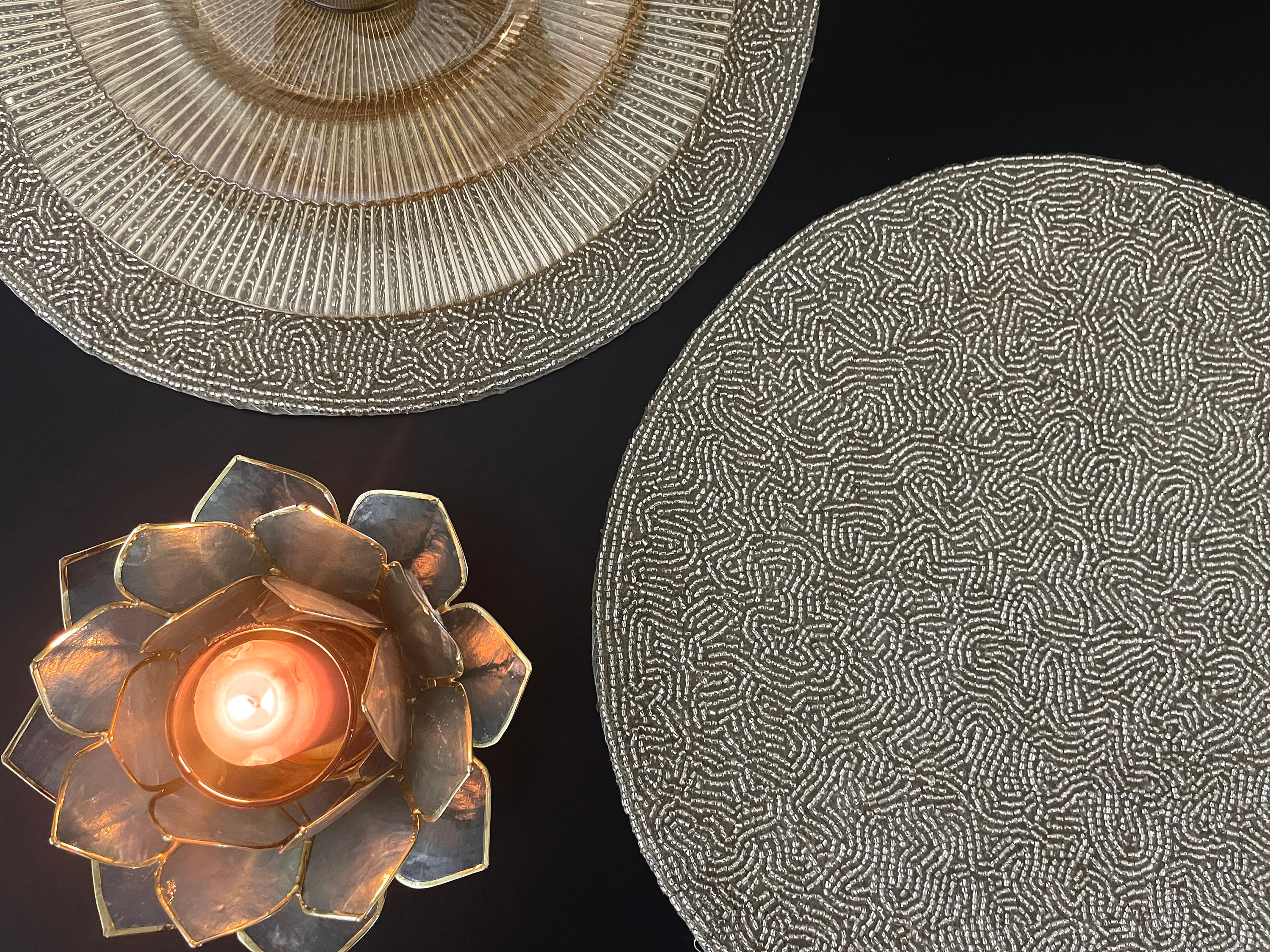 Luxury beaded handmade placemat elegant silver decorative Etsy