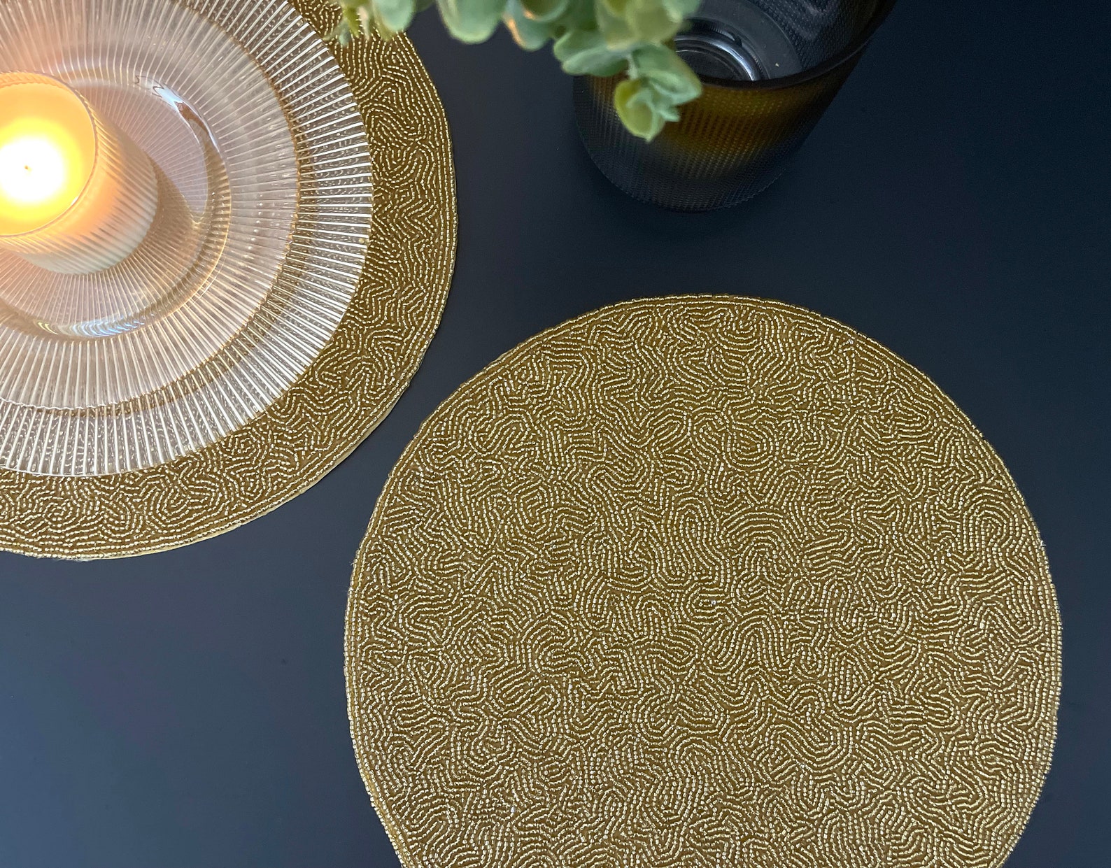 Luxury Beaded Handmade Placemat, Rich Look Gold Decorative Centrepiece Etsy UK