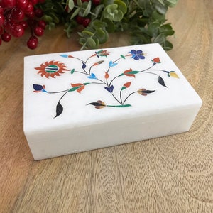 Alabaster Marble Jewelry Box, 6x4x1.5inch