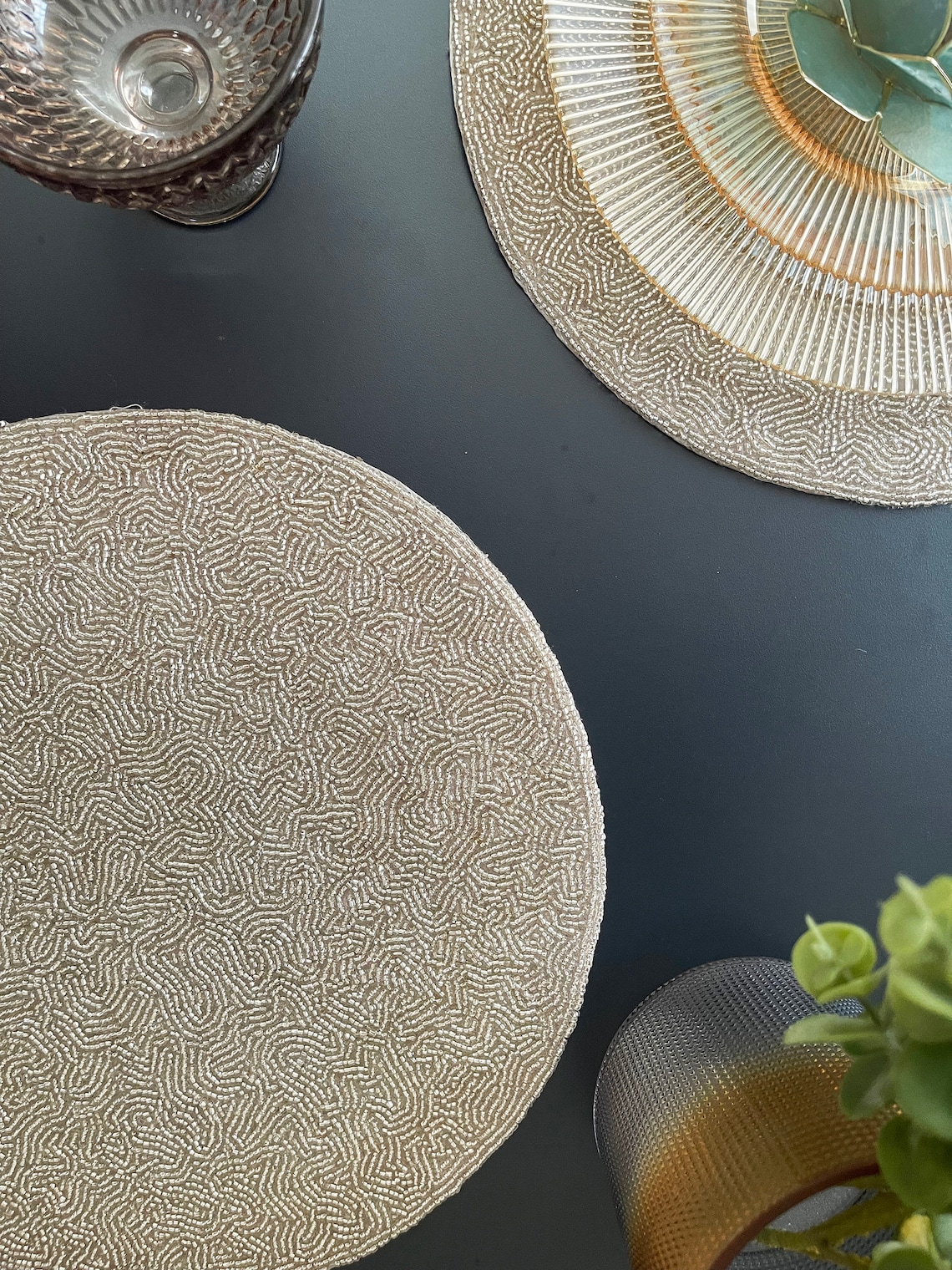 Luxury Beaded Handmade Placemat Elegant Silver Decorative Etsy