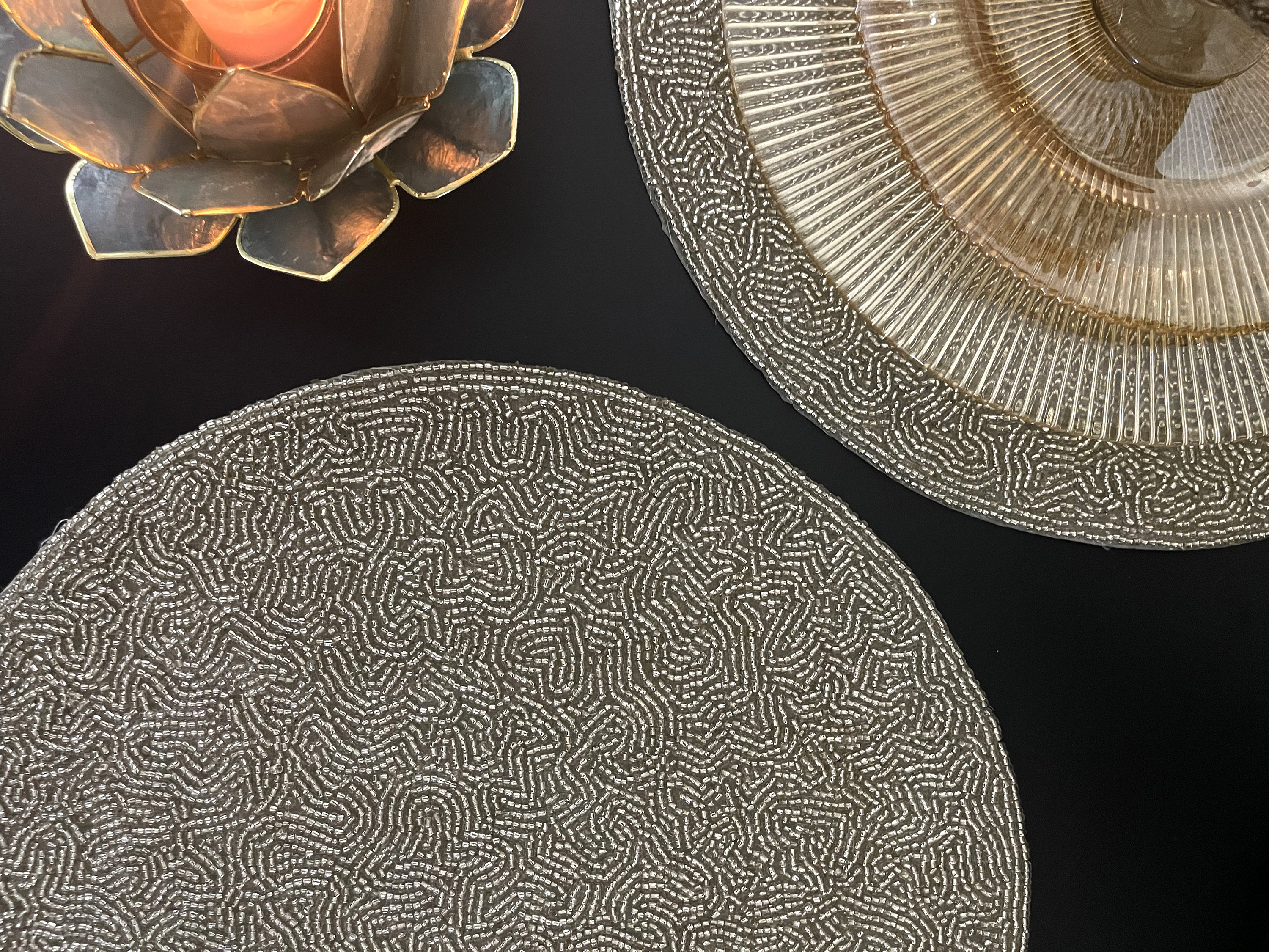 Luxury beaded handmade placemat elegant silver decorative Etsy