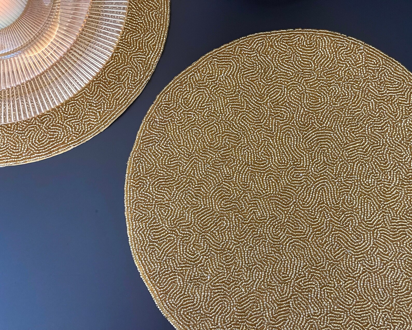 Luxury Beaded Handmade Placemat, Rich Look Gold Decorative Centrepiece Etsy UK