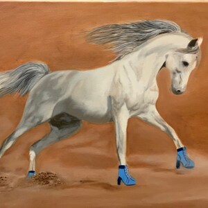 Original oil painting| White Horse
