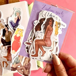 Zodiac Girls Sticker Bundle | Constellation Sign Sticker Pack | Horoscope Stickers | Diverse Woman Zodiac Sticker Set | Girly Laptop Sticker