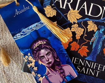 Ariadne Bookmark | Jennifer Saint Inspired Blue Greek Mythology Fan-art | Illustrated Bookish Accesory