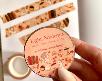 Cinta washi Light Academia / Librero, Estatua griega, Washi otoñal / Papelería estudiantil / Cinta washi otoñal / Cinta adhesiva estética y acogedora