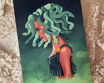 Lámina artística de Medusa / Arte mural de la diosa griega / Póster mitológico / Lámina de Medusa / Arte "Petrifica el patriarcado" / Ilustración de la mitología griega