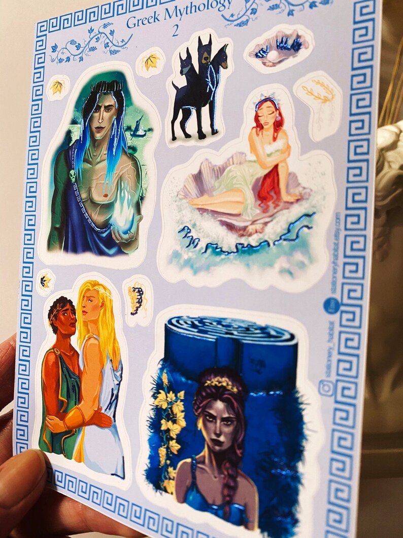 Foiled Greek Mythology Sticker Sheet Bundle: Greek Myth Characters for Bullet Journaling, Planner Stickers, Medusa & Circe Illustration image 2