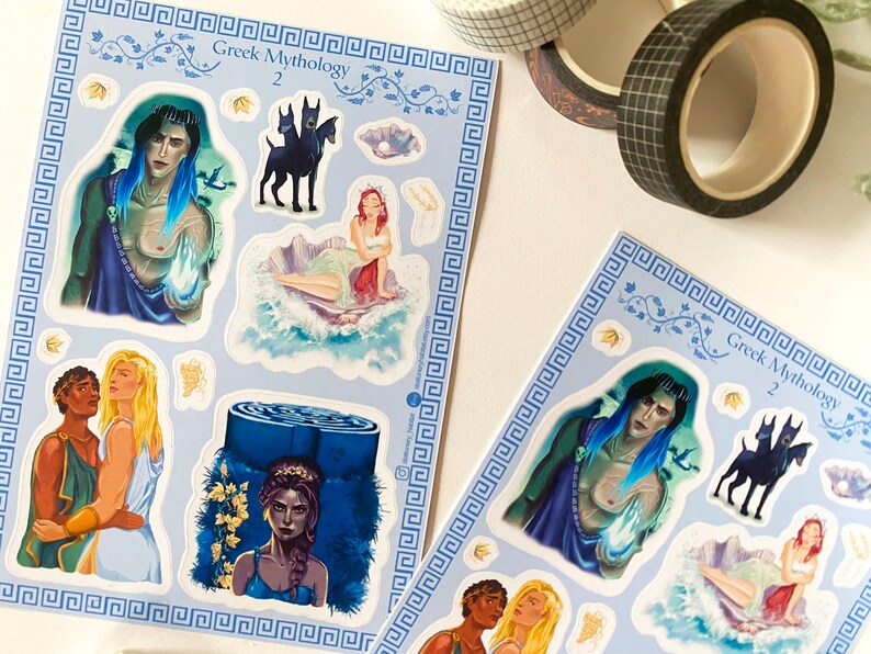 Foiled Greek Mythology Sticker Sheet Bundle: Greek Myth Characters for Bullet Journaling, Planner Stickers, Medusa & Circe Illustration image 10