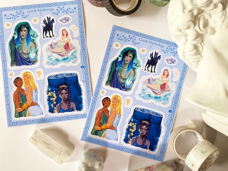 Foiled Greek Mythology Sticker Sheet Bundle: Greek Myth Characters for Bullet Journaling, Planner Stickers, Medusa & Circe Illustration image 3