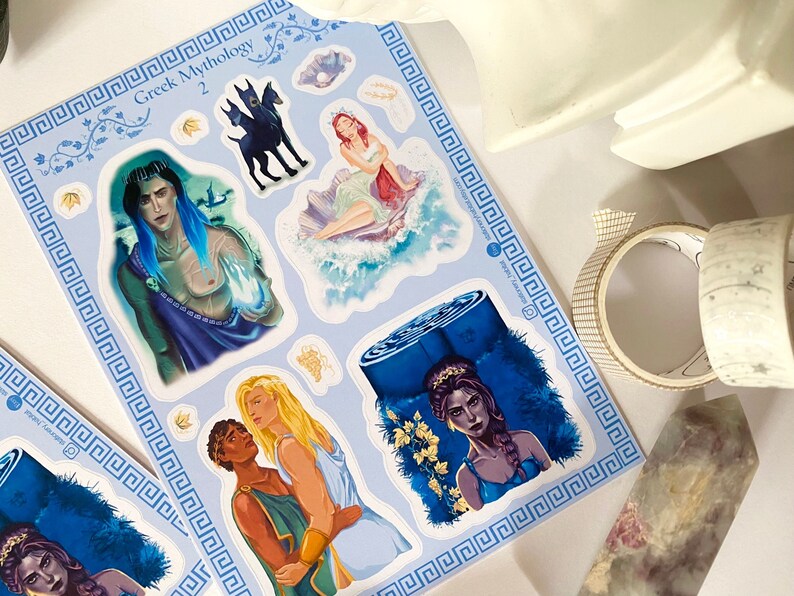 Foiled Greek Mythology Sticker Sheet Bundle: Greek Myth Characters for Bullet Journaling, Planner Stickers, Medusa & Circe Illustration image 7
