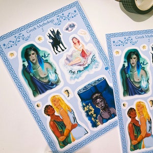 Foiled Greek Mythology Sticker Sheet Bundle: Greek Myth Characters for Bullet Journaling, Planner Stickers, Medusa & Circe Illustration image 6