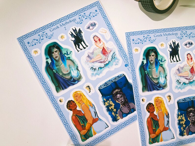 Foiled Greek Mythology Sticker Sheet Bundle: Greek Myth Characters for Bullet Journaling, Planner Stickers, Medusa & Circe Illustration image 6