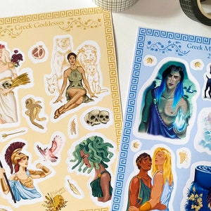 Foiled Greek Mythology Sticker Sheet Bundle: Greek Myth Characters for Bullet Journaling, Planner Stickers, Medusa & Circe Illustration image 8