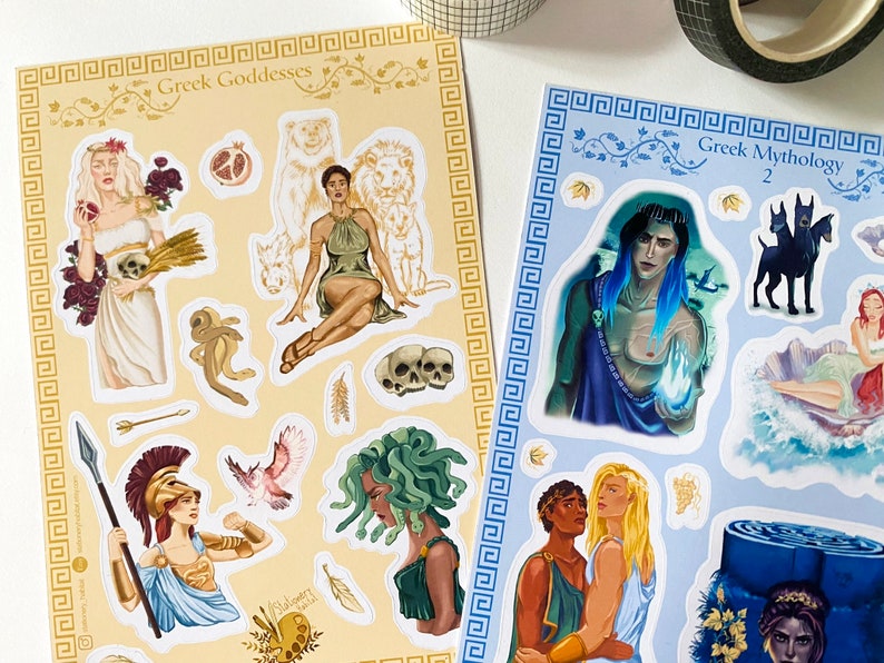 Foiled Greek Mythology Sticker Sheet Bundle: Greek Myth Characters for Bullet Journaling, Planner Stickers, Medusa & Circe Illustration image 8