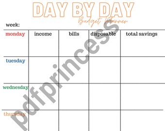 Day by Day Daily Budget Planner - Multi-Color