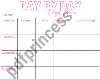 Day by Day Daily Budget Planner - Pink