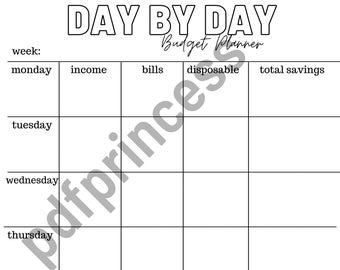 Day by Day Daily Budget Planner - Black