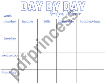 Day by Day Daily Budget Planner - Blue
