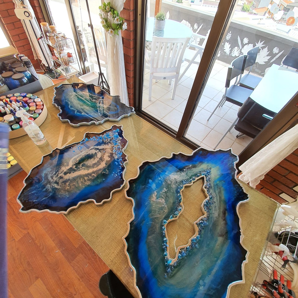 Epoxy side table setEpoxy coffee tableEpoxyresin artMarble Etsy