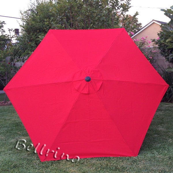 Bellrino Patio Umbrella Top Canopy Replacement Cover fit 9 ft 6 ribs Red ( Canopy Only)