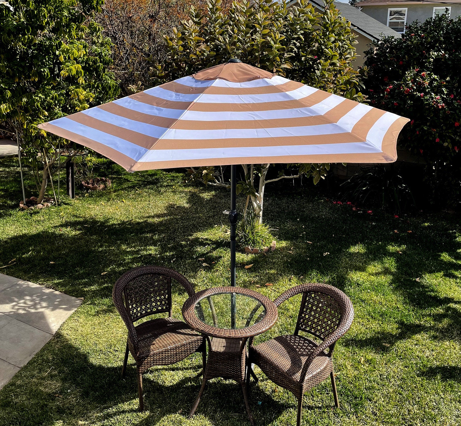 Bellrino 10-Foot Patio Umbrella Canopy Replacement – Medium Coffee, 6 Ribs, 200g UV30+ Polyester