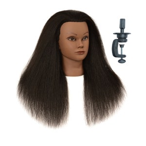 Mannequin Head 100% Real Hair Training Head Hairdresser Cosmetology Manikin Doll Head Mannequin Head with Human Hair for Braiding Practice Hairstyle