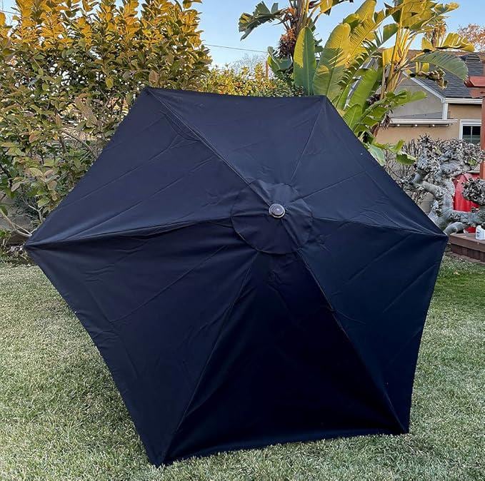 9ft patio umbrella replacement canopy 6 ribs in black Yescom 9' Rib Outdoor Yard Deck Cover Top and no tools are required 6.5ft 9ft 10ft Patio Umbrella