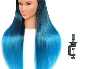 Bellrino 30" (Long and thick) Cosmetology Mannequin Manikin Training Head with Synthetic Fiber with Table Clamp Holder (SA92070)