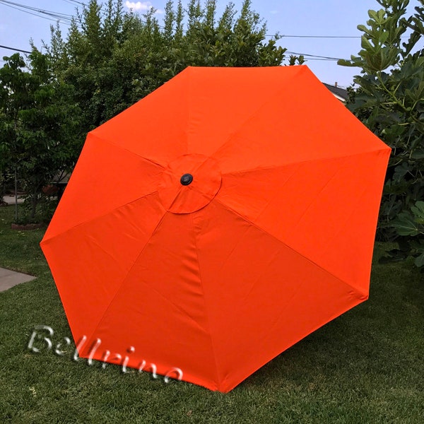 Bellrino Patio Umbrella Top Canopy Replacement Cover fit 9 ft 8 ribs Tango Orange Color