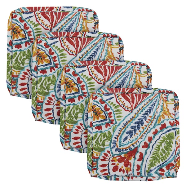 Floral Outdoor Chair Cushion Covers, Patio Furniture Replacement (Set of 4)