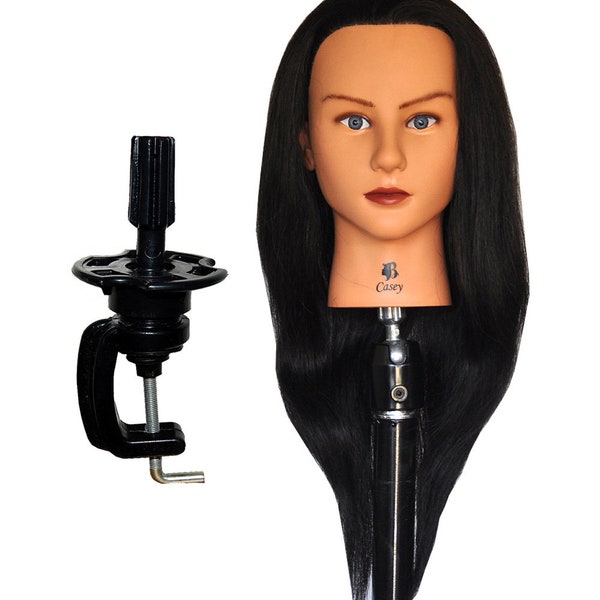 Bellrino 22" Cosmetology Mannequin Manikin Training Head with Human Hair with Clamp Holder - CASEY+ C