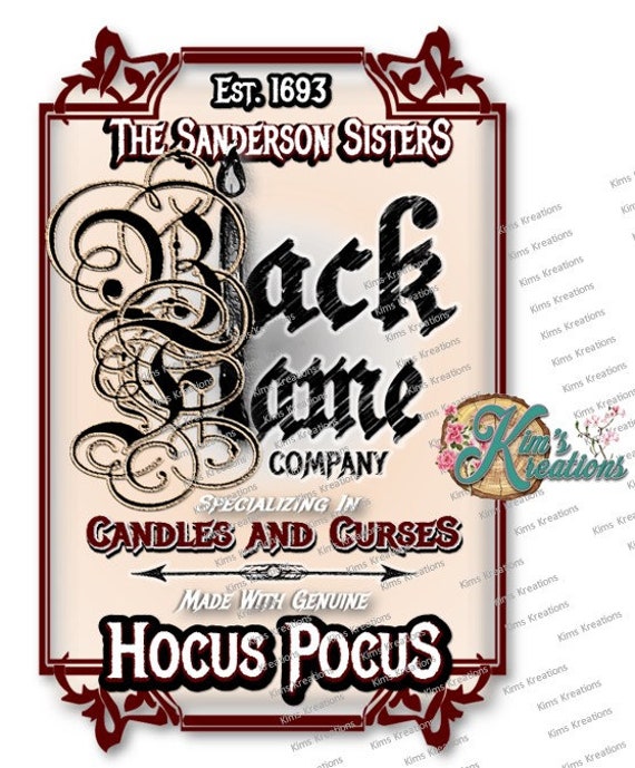 Hocus Pocus Black Flame Candle Printable