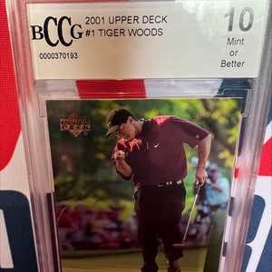 2001 Upper Deck Tiger Woods Rookie Card Beckett Grado 10 Mint