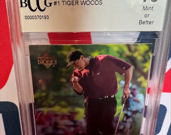 2001 Upper Deck Tiger Woods Rookie Card Beckett Grado 10 Mint