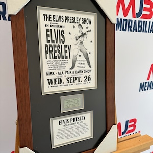 Elvis Presley Custom Mattierte Fotoanzeige Authentische Konzertkarte 1956