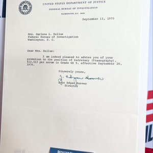 J Edgar Hoover firmó la carta original del FBI de 1970 Autenticación Beckett