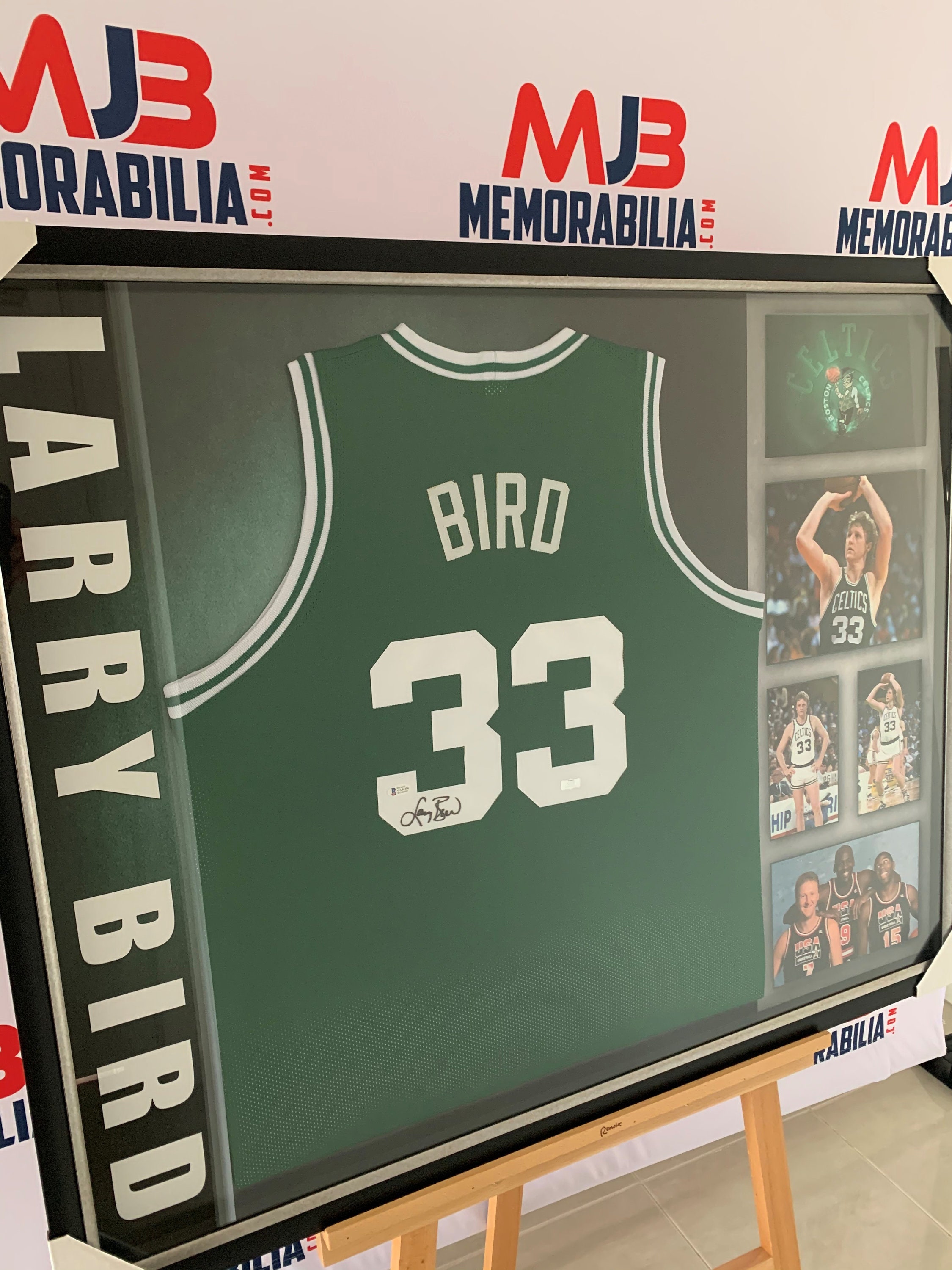 Larry Bird Boston Celtics Deluxe Framed Autographed Green