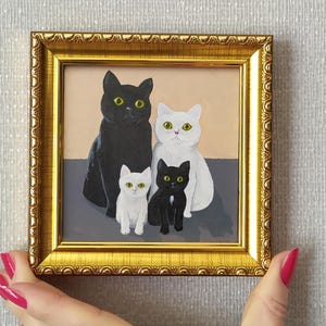 minи картина маслом ручной работы кот кошка милый котекон котята minиатюрная живопись 4*4 искусство оригинальная живопись mini art