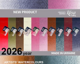10  new colours  2026  year of ROSA Gallery professional watercolours are also available in pans. 5 colors with granulation