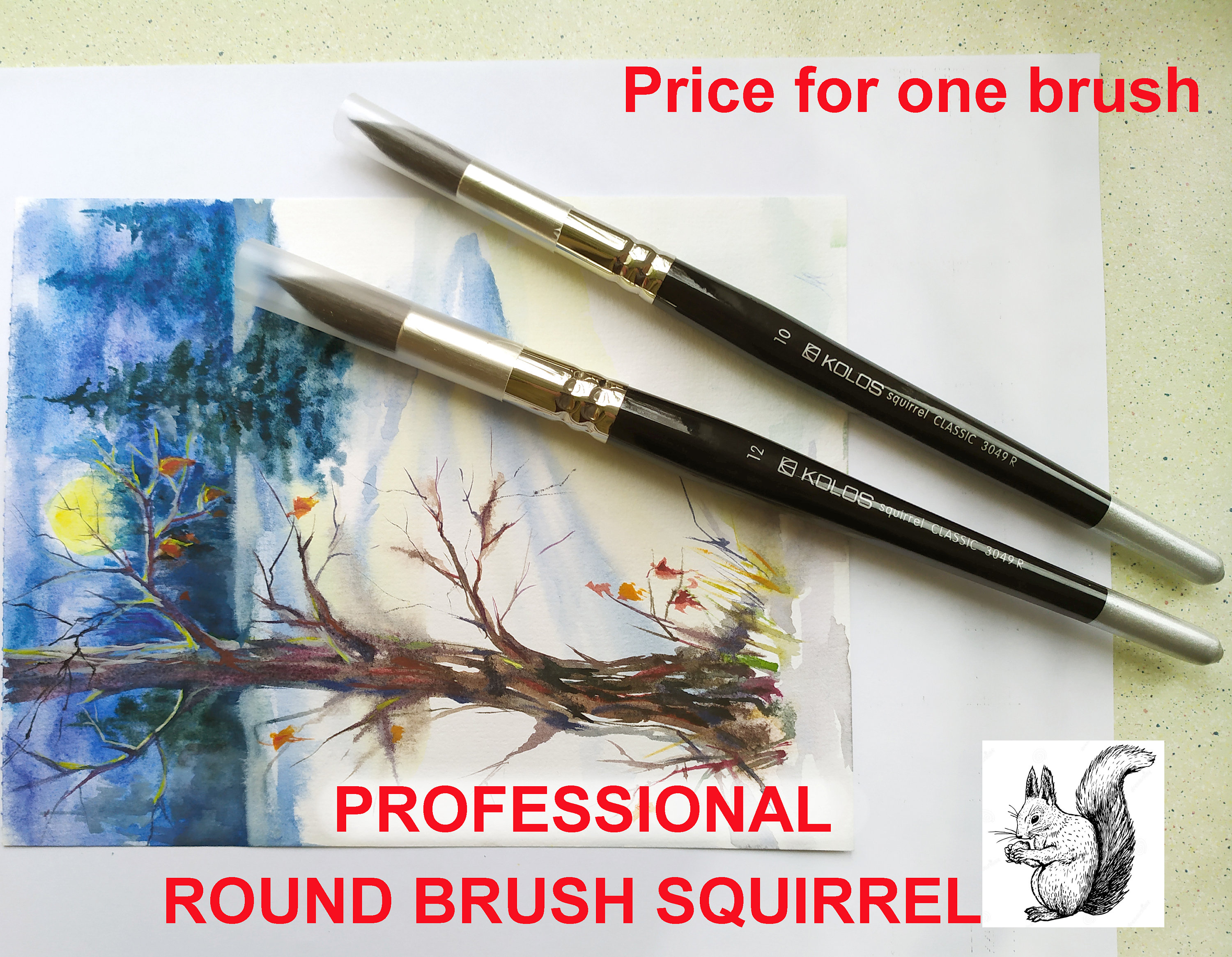 Brushes Painting Watercolor Squirrel, Watercolor Paint Brushes