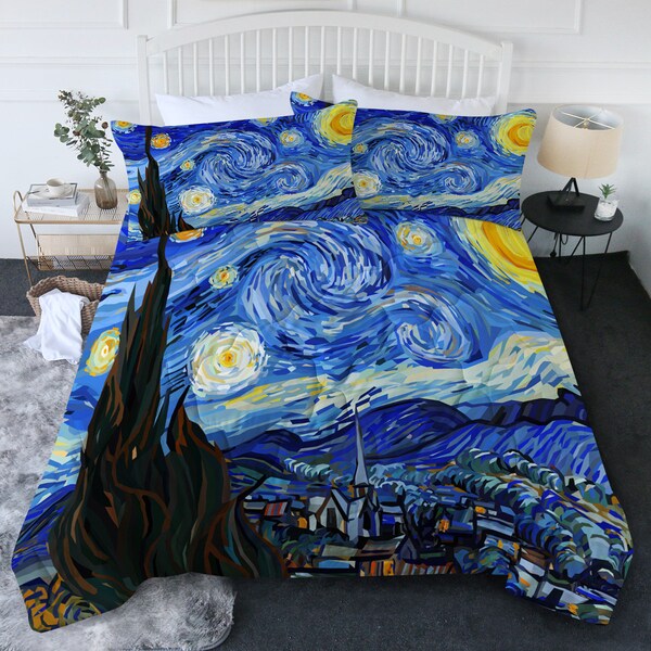 Couette Van Gogh, Ensemble de literie de nuit étoilée, Slips d’oreiller d’artiste, Taies d’oreiller standard / queen / king size - Taille personnalisée sur demande