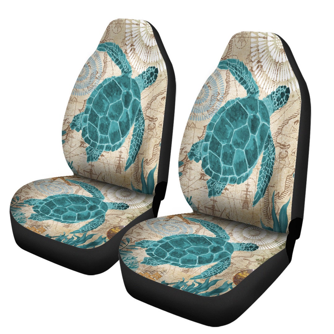 Green Sea Turtle Car Seat Cover, Coastal Auto Interior, Sealife Ocean