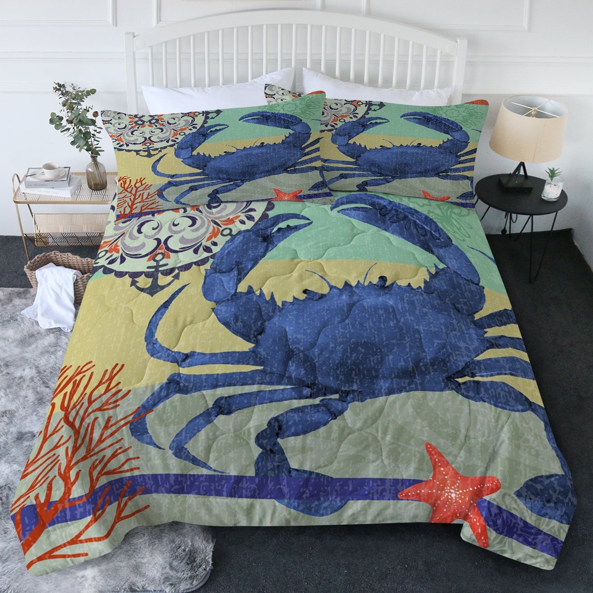 Beachy Crab Comforter Set Sealife 